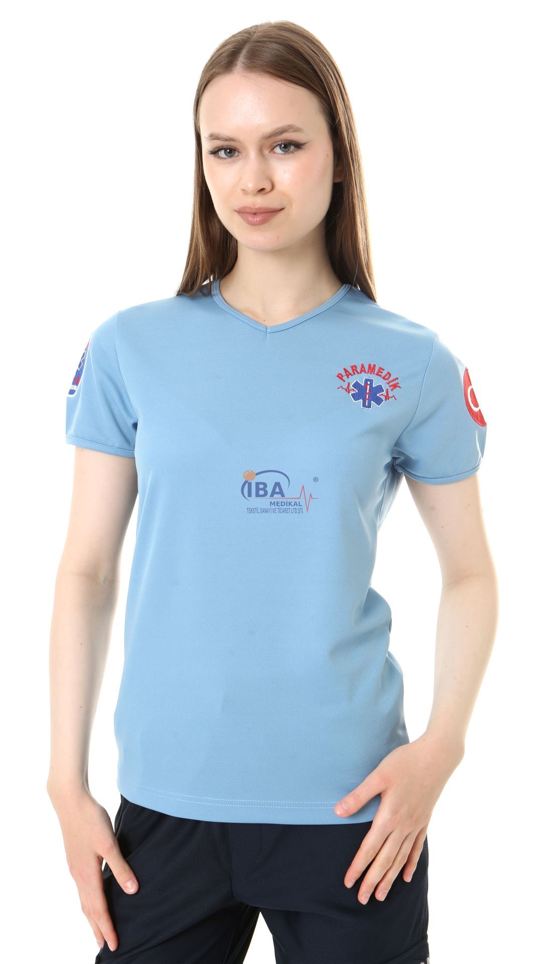 İ-SPORTİVE%20V%20Yaka%20Kısa%20Kol%20Paramedik%20Spor%20T-Shirt