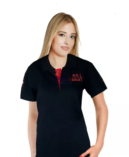 Özel Acil Sağlık Polo Yaka Kısa Kol T-Shirt Lacivert